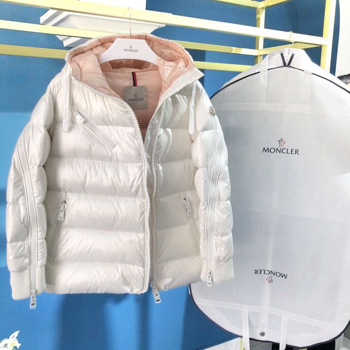 Moncler White Zipper Down Jacket  - EUR FASHION