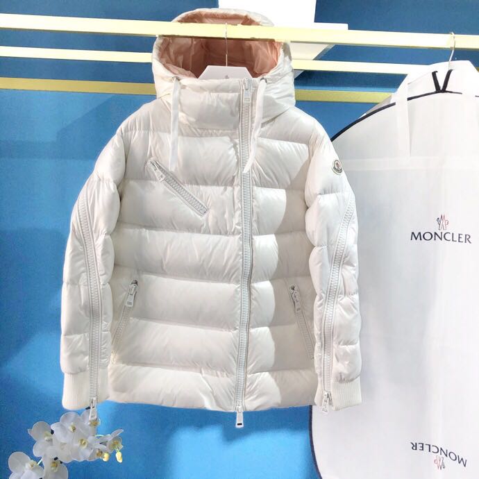 Moncler White Zipper Down Jacket  - EUR FASHION