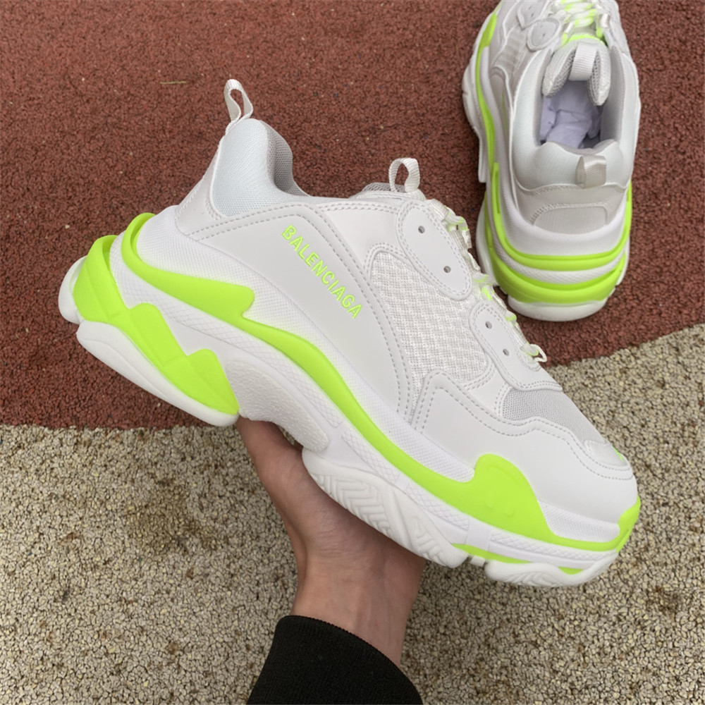 Balenciaga Triple S In  Fluorescent Green And White - EUR FASHION