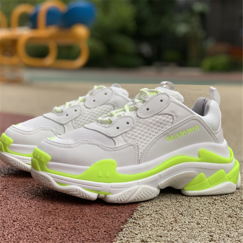 Balenciaga Triple S In  Fluorescent Green And White - EUR FASHION
