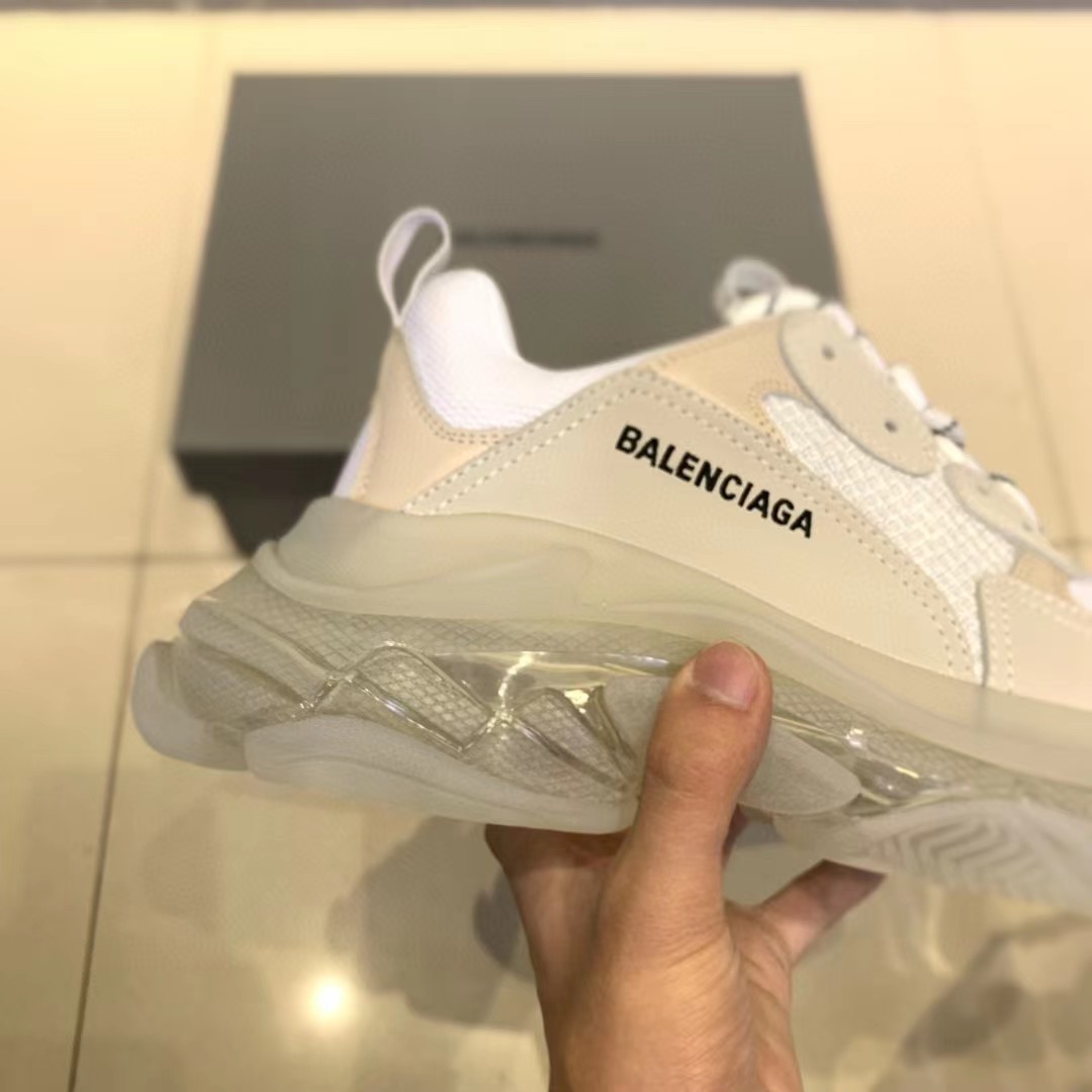 Balenciaga Clear Sole Triple S Trainers White - EUR FASHION