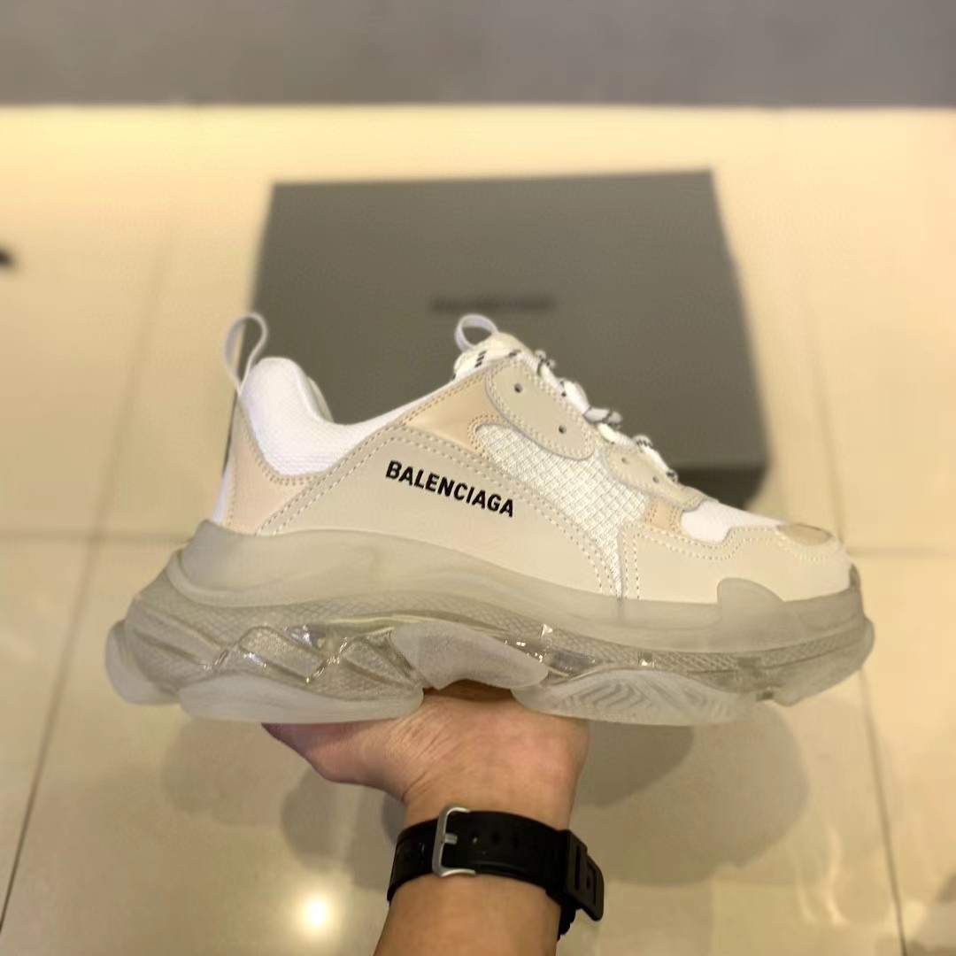 Balenciaga Clear Sole Triple S Trainers White - EUR FASHION