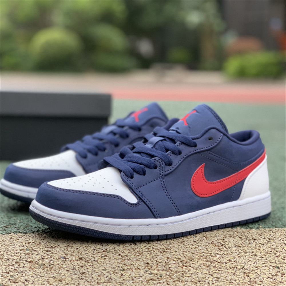 Jordan AJ 1 Low USA White Blue Red Basketball Shoes CZ8454-400 - EUR FASHION