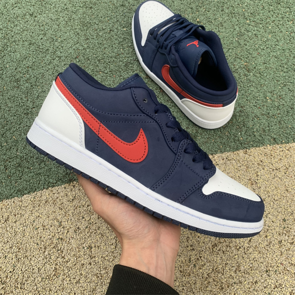 Jordan AJ 1 Low USA White Blue Red Basketball Shoes CZ8454-400 - EUR FASHION