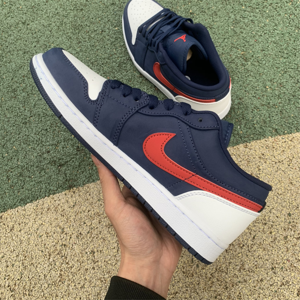 Jordan AJ 1 Low USA White Blue Red Basketball Shoes CZ8454-400 - EUR FASHION