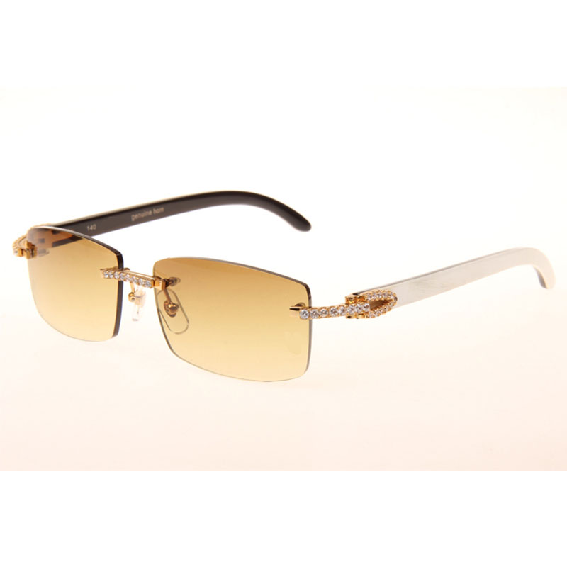 Cartier  3524012 Black And White Buffalo Big Lens Sunglasses In   Gold - EUR FASHION