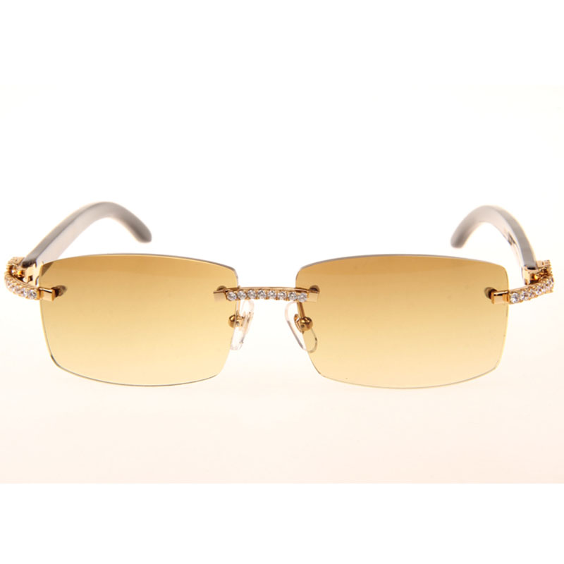 Cartier  3524012 Black And White Buffalo Big Lens Sunglasses In   Gold - EUR FASHION