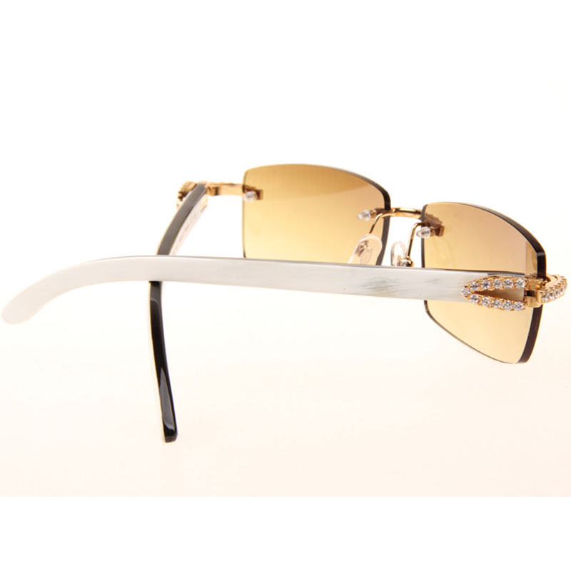 Cartier  3524012 Black And White Buffalo Big Lens Sunglasses In   Gold - EUR FASHION
