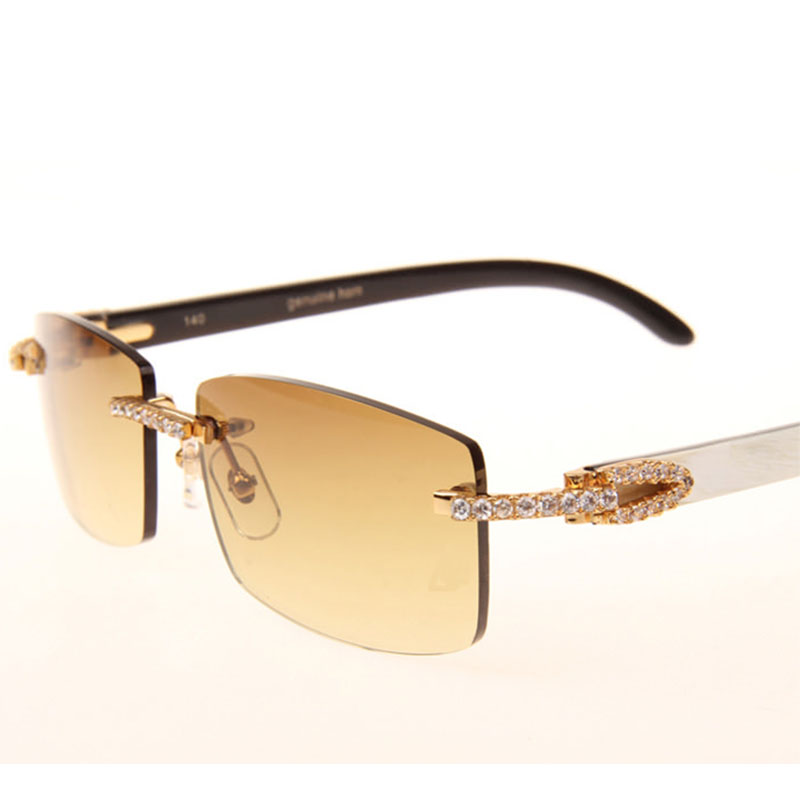 Cartier  3524012 Black And White Buffalo Big Lens Sunglasses In   Gold - EUR FASHION