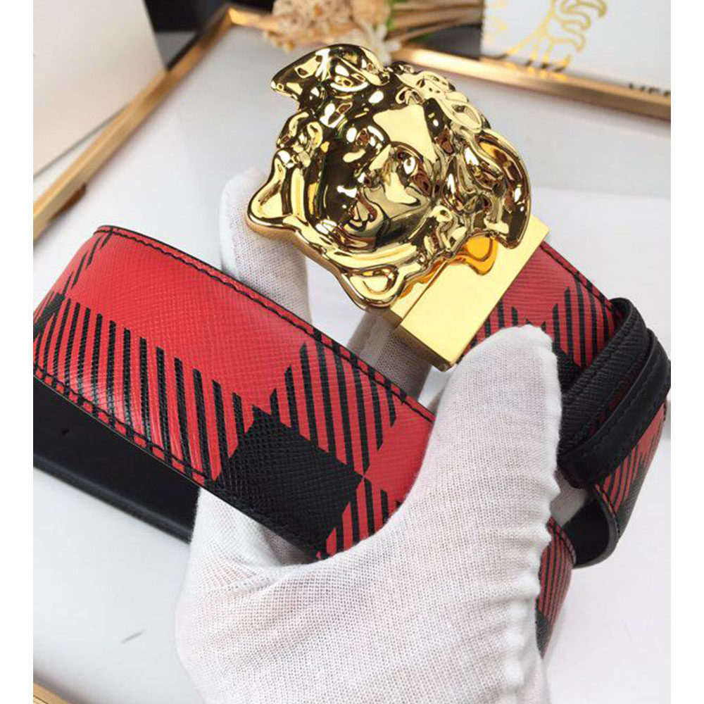 Versace Medusa Reversible Gold Buckle Leather Belt - EUR FASHION