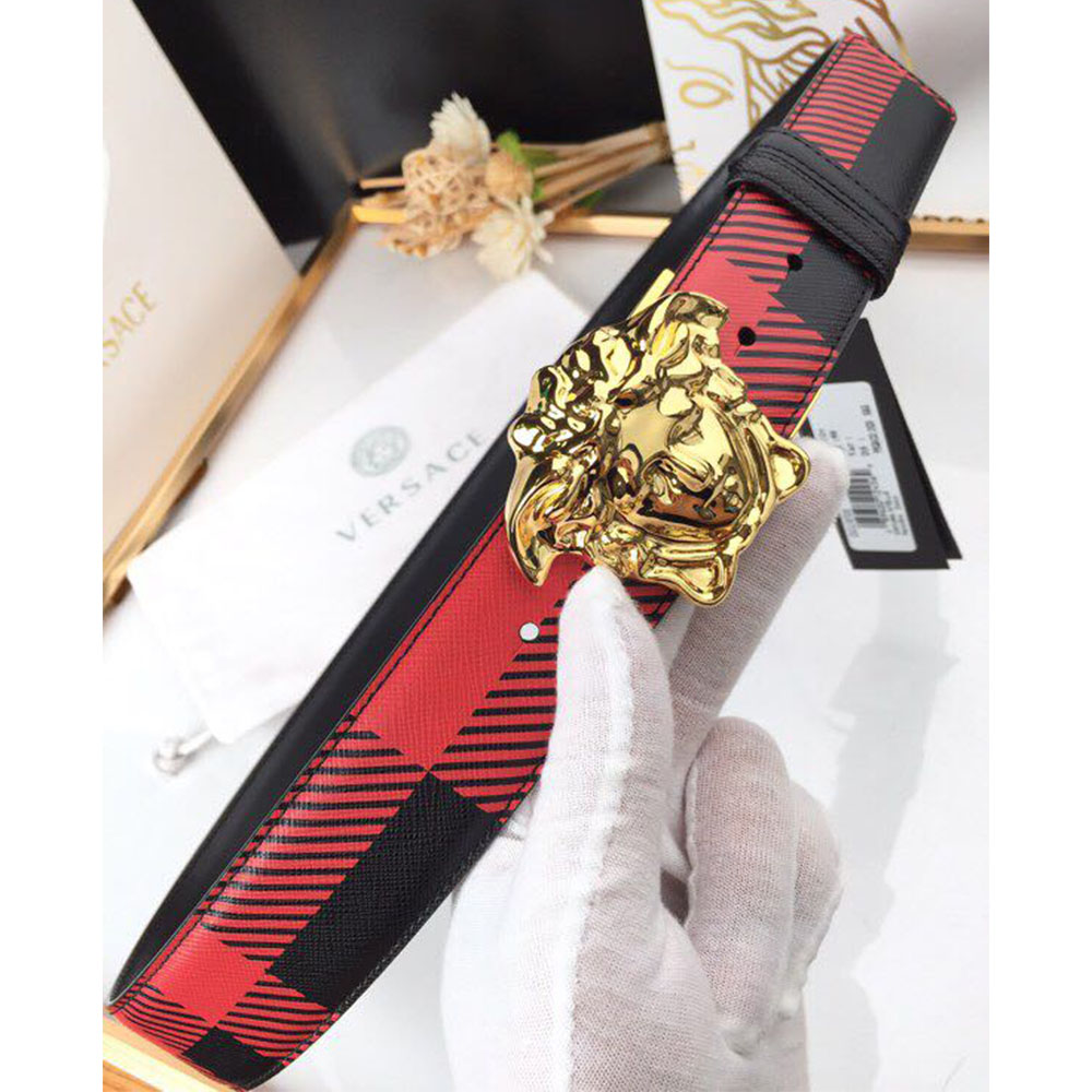 Versace Medusa Reversible Gold Buckle Leather Belt - EUR FASHION
