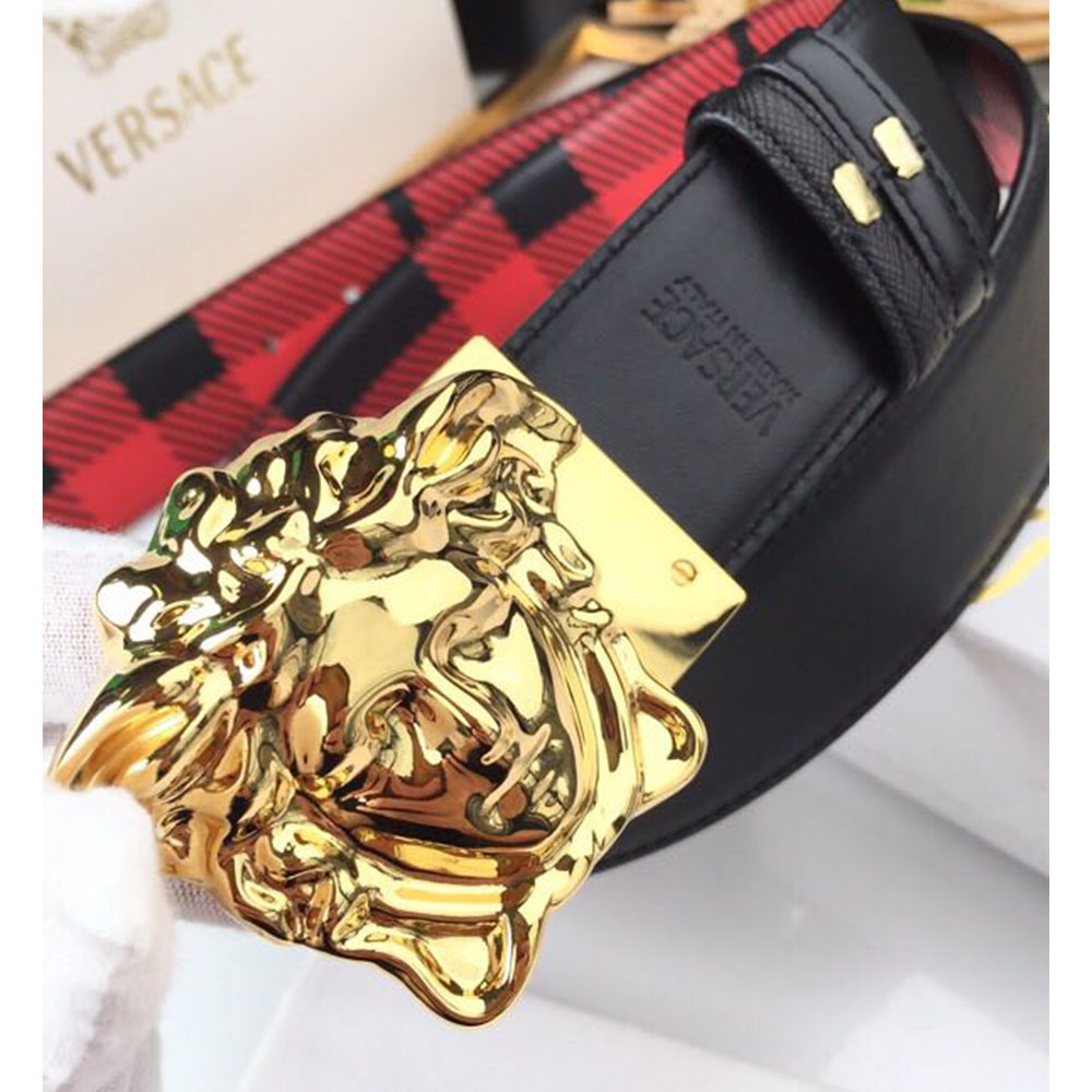 Versace Medusa Reversible Gold Buckle Leather Belt - EUR FASHION