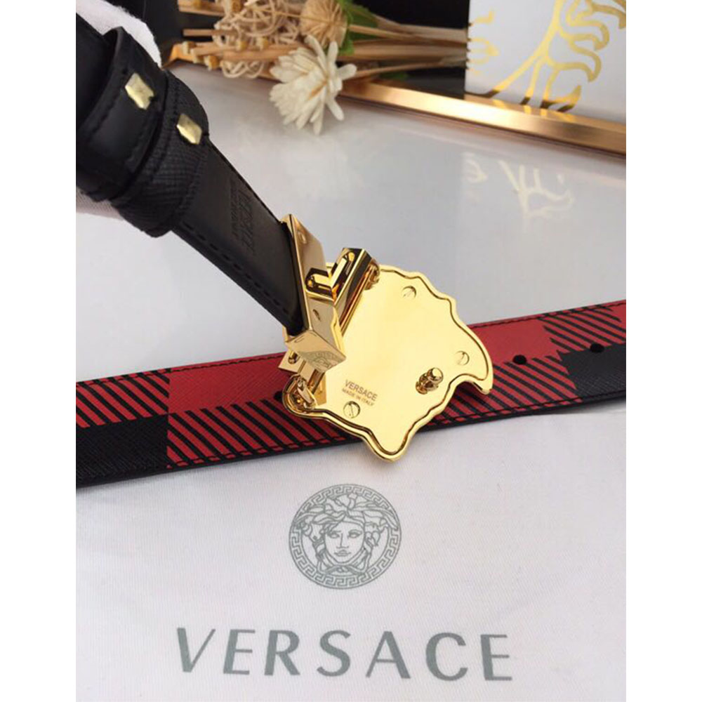 Versace Medusa Reversible Gold Buckle Leather Belt - EUR FASHION