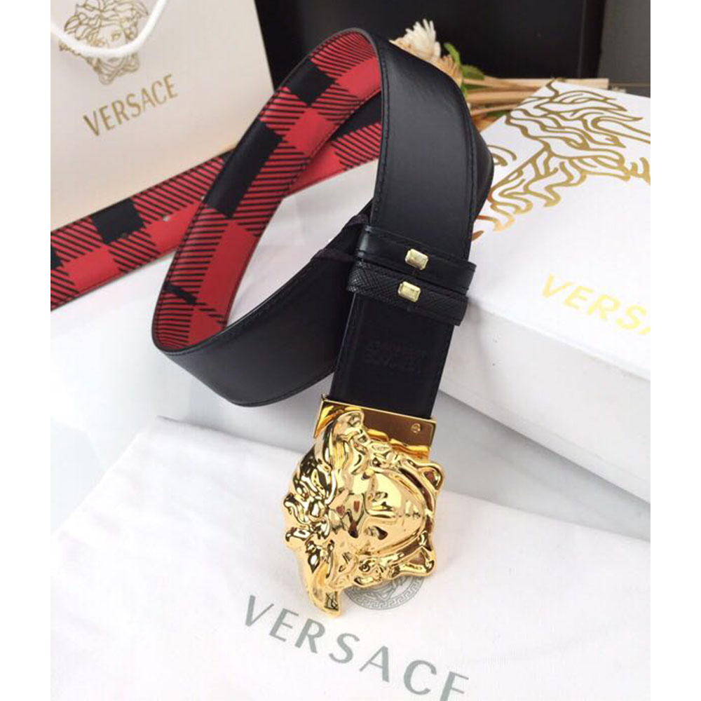 Versace Medusa Reversible Gold Buckle Leather Belt - EUR FASHION