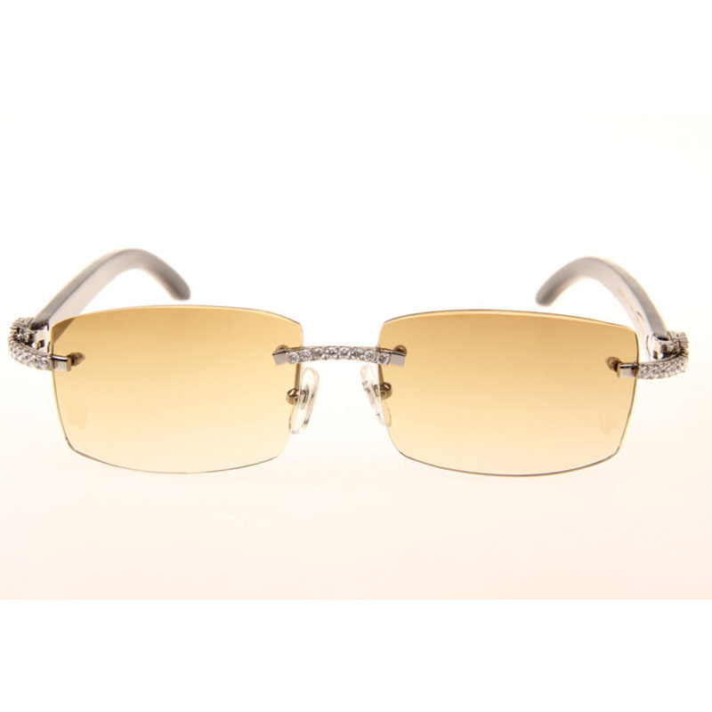 Cartier  3524012 Black And White Buffalo Big Lens Sunglasses In  Silver - EUR FASHION