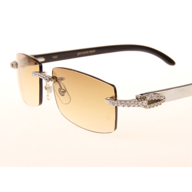 Cartier  3524012 Black And White Buffalo Big Lens Sunglasses In  Silver - EUR FASHION