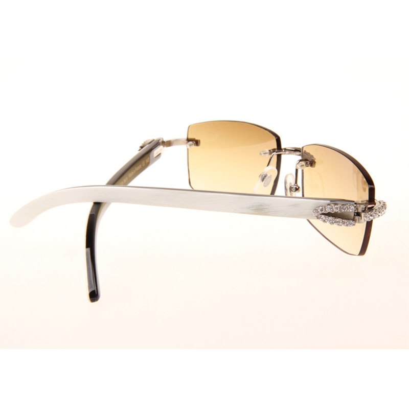 Cartier  3524012 Black And White Buffalo Big Lens Sunglasses In  Silver - EUR FASHION