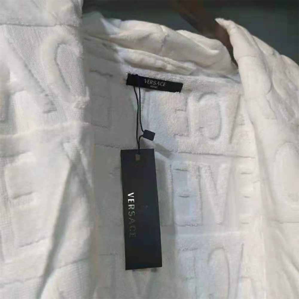 Versace Palazzo Logo Jacquard White Bathrobe - EUR FASHION