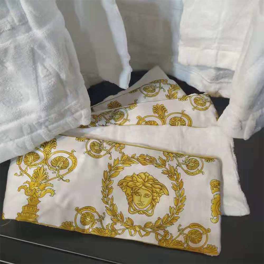 Versace Palazzo Logo Jacquard White Bathrobe - EUR FASHION