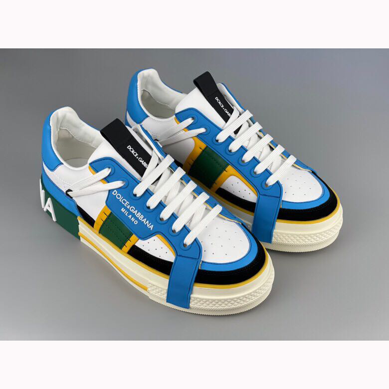 Dolce & Gabbana Calfskin 2Zero Custom Sneakers In Blue - EUR FASHION