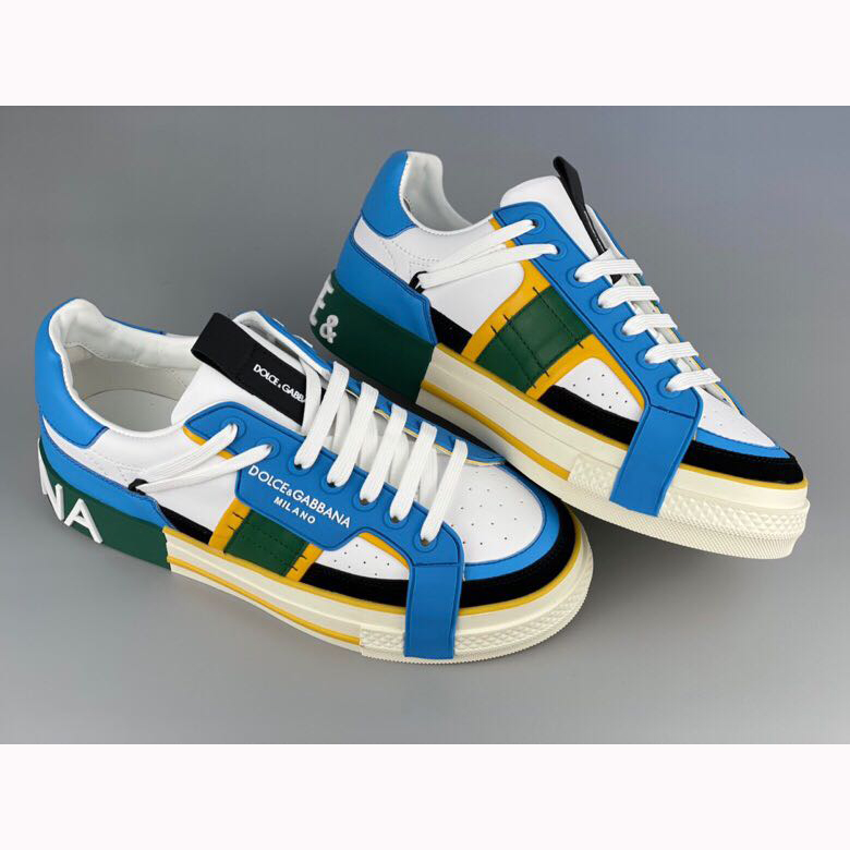 Dolce & Gabbana Calfskin 2Zero Custom Sneakers In Blue - EUR FASHION