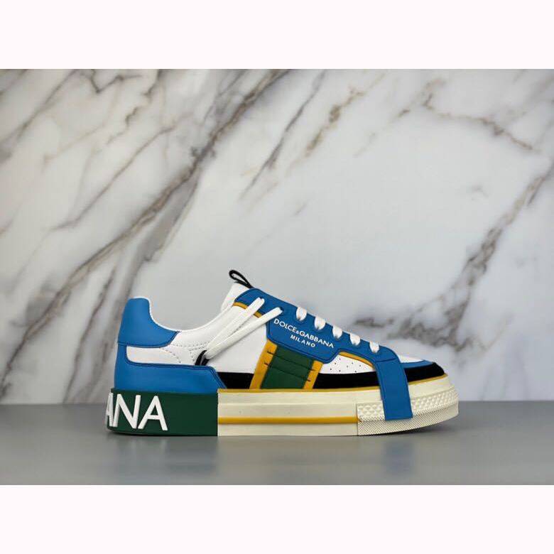 Dolce & Gabbana Calfskin 2Zero Custom Sneakers In Blue - EUR FASHION