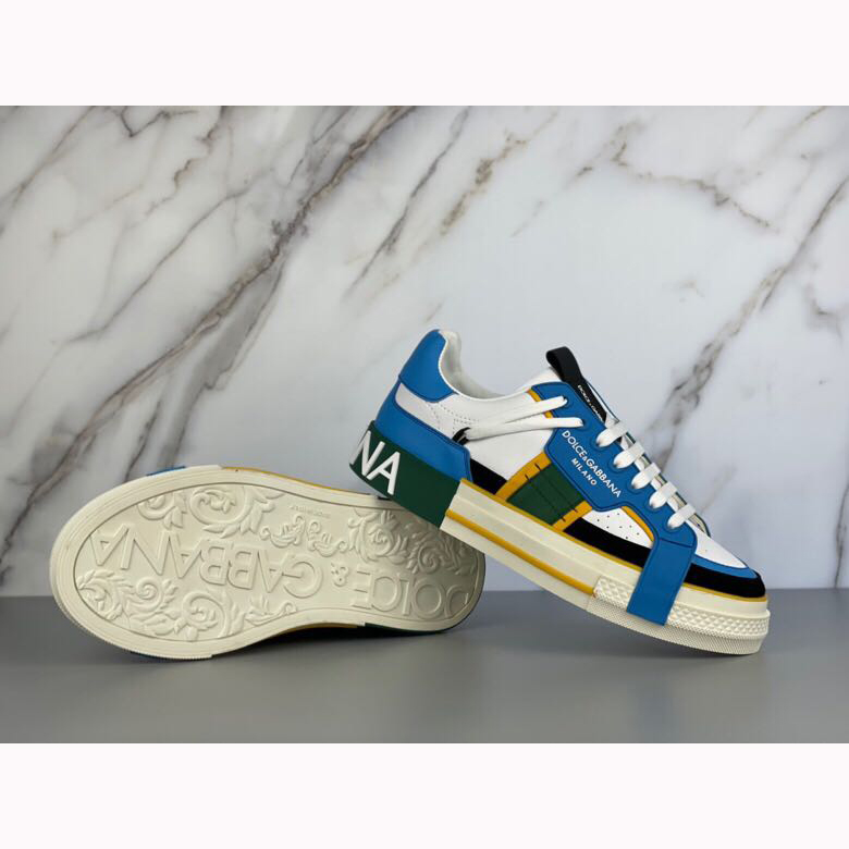 Dolce & Gabbana Calfskin 2Zero Custom Sneakers In Blue - EUR FASHION