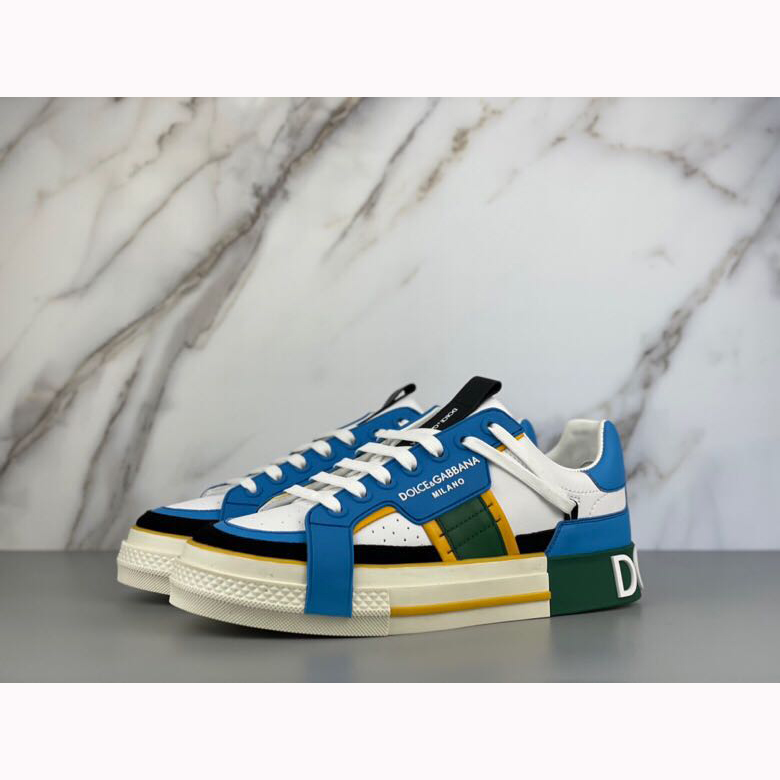 Dolce & Gabbana Calfskin 2Zero Custom Sneakers In Blue - EUR FASHION