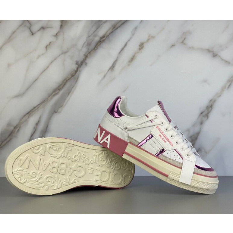 Dolce & Gabbana Calfskin 2Zero Custom Sneakers In Pink  - EUR FASHION