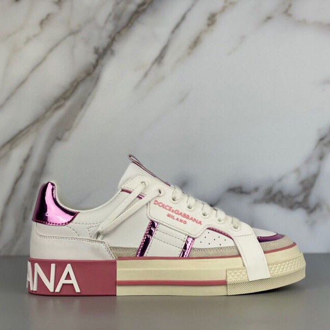 Dolce & Gabbana Calfskin 2Zero Custom Sneakers In Pink  - EUR FASHION