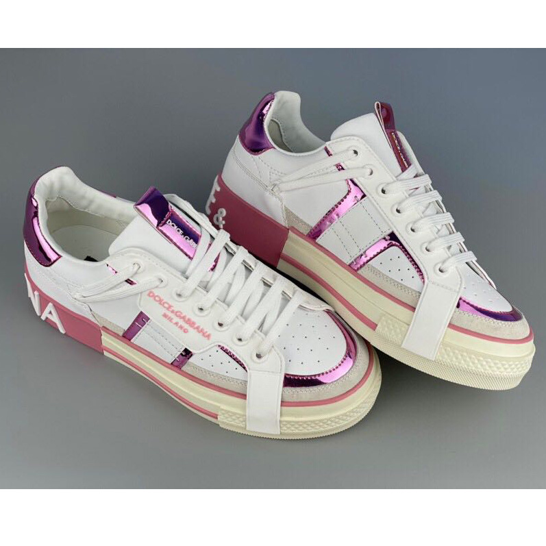 Dolce & Gabbana Calfskin 2Zero Custom Sneakers In Pink  - EUR FASHION