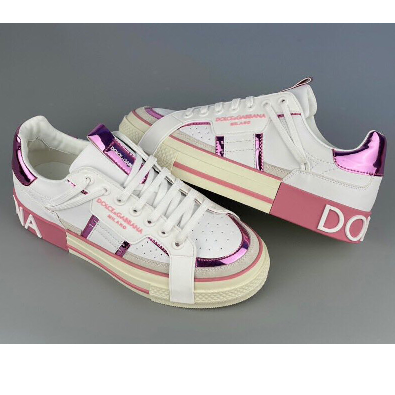 Dolce & Gabbana Calfskin 2Zero Custom Sneakers In Pink  - EUR FASHION