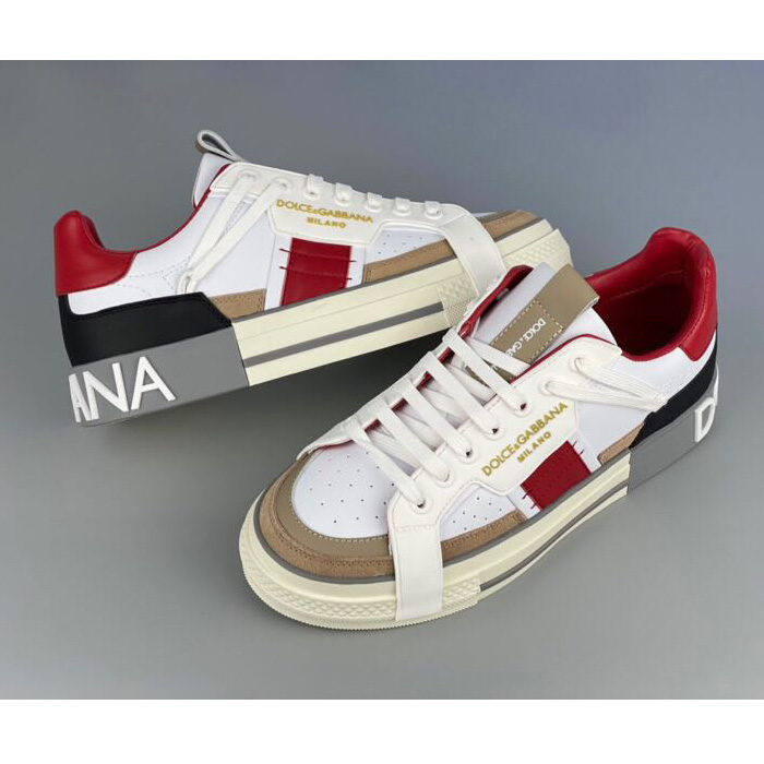 Dolce & Gabbana Calfskin 2Zero Custom Sneakers In Red - EUR FASHION