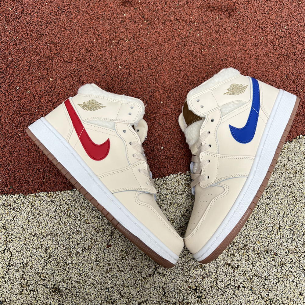 Jordan AJ1 Mid Multicolor Hook Milk White Sneaker - EUR FASHION