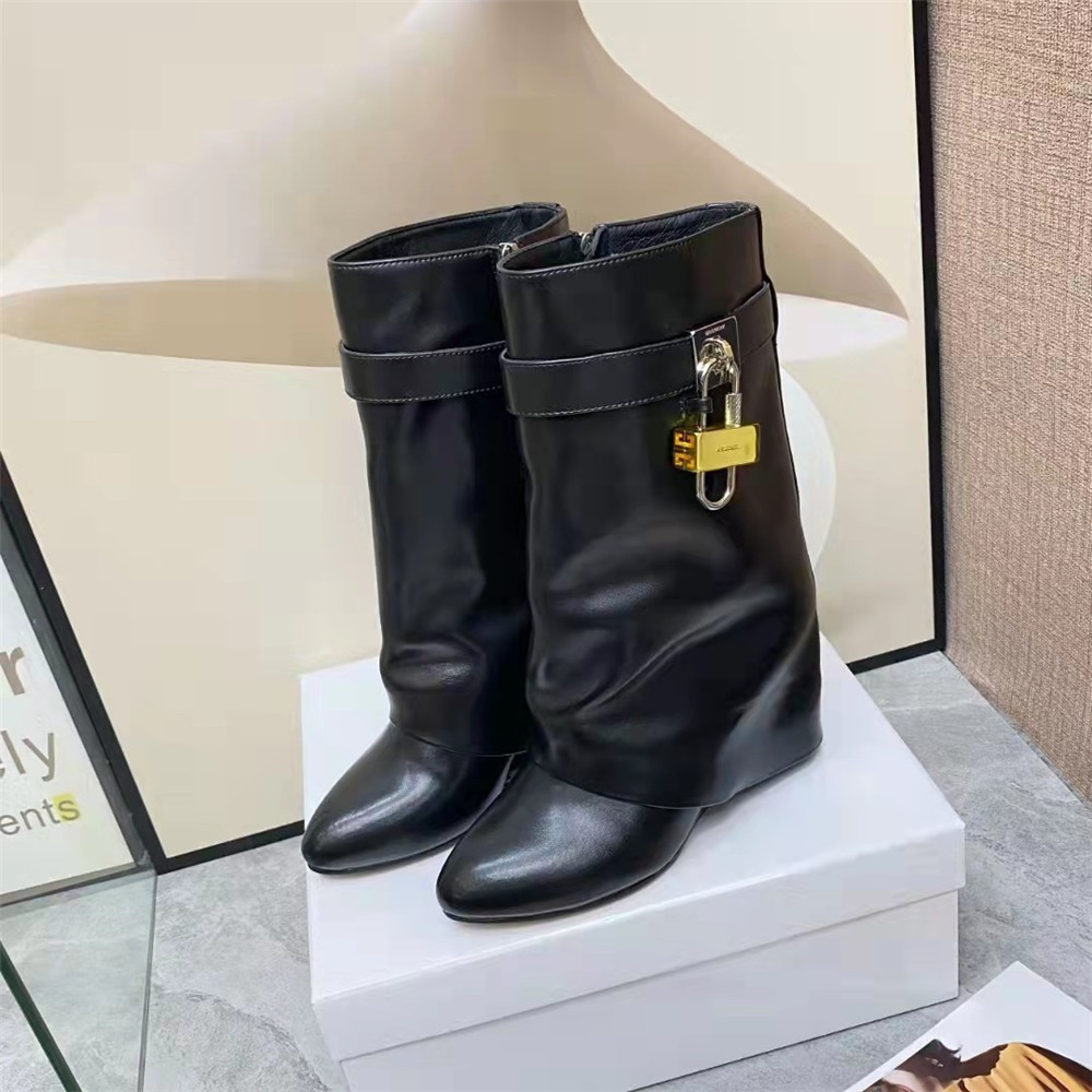 Givenchy Shark Lock Pant Boots In Leather - EUR FASHION