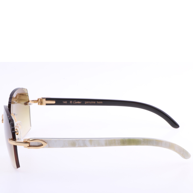Cartier 8300818 Engrave Lens White Mix Black Buffalo Sunglasses In Gold Brown - EUR FASHION