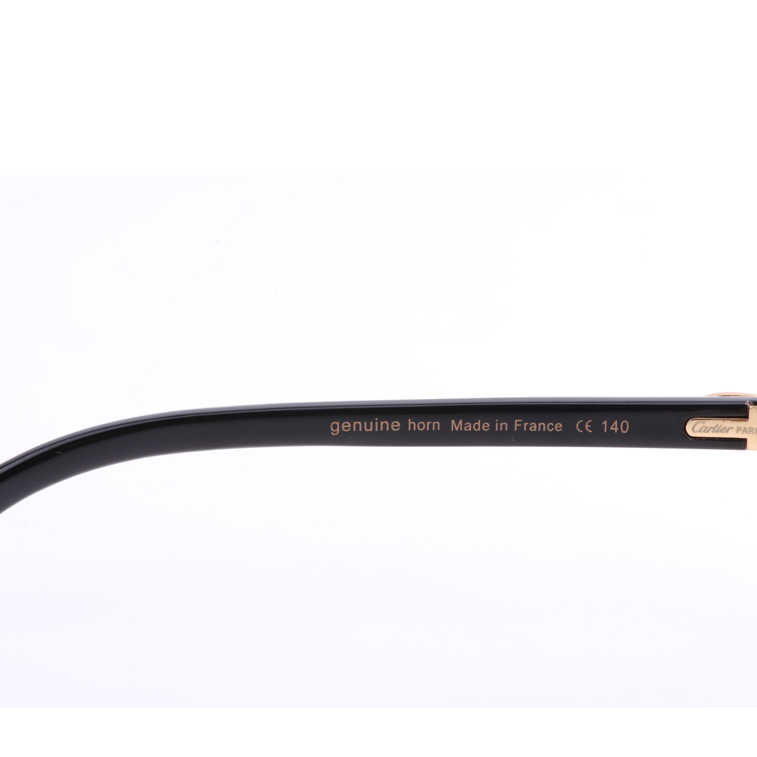 Cartier 8300818 Engrave Lens White Mix Black Buffalo Sunglasses In Gold Brown - EUR FASHION