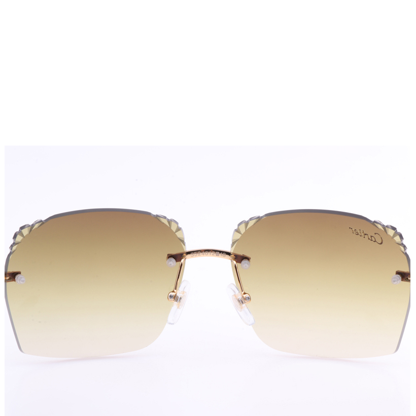 Cartier 8300818 Engrave Lens White Mix Black Buffalo Sunglasses In Gold Brown - EUR FASHION
