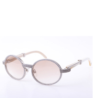 Cartier  7550178 55-22 New Full Diamond White Buffalo Sunglasses In Silver Brown - EUR FASHION