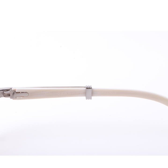 Cartier  7550178 55-22 New Full Diamond White Buffalo Sunglasses In Silver Brown - EUR FASHION