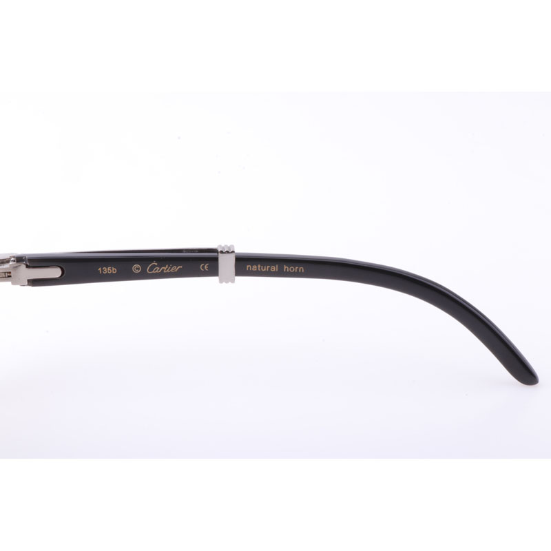 Cartier  7550178 55-22 New Full Diamond Black Buffalo Sunglasses In Silver Brown - EUR FASHION