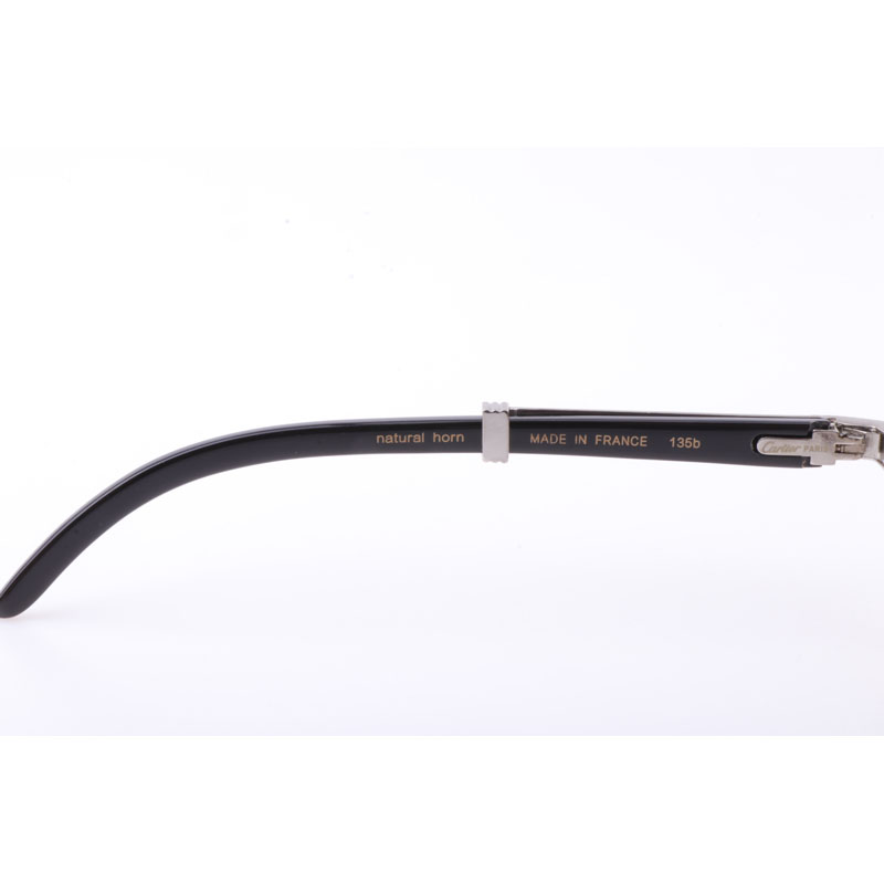 Cartier  7550178 55-22 New Full Diamond Black Buffalo Sunglasses In Silver Brown - EUR FASHION