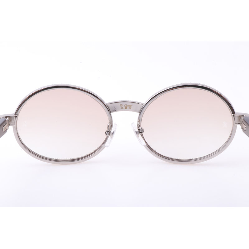 Cartier  7550178 55-22 New Full Diamond Black Buffalo Sunglasses In Silver Brown - EUR FASHION