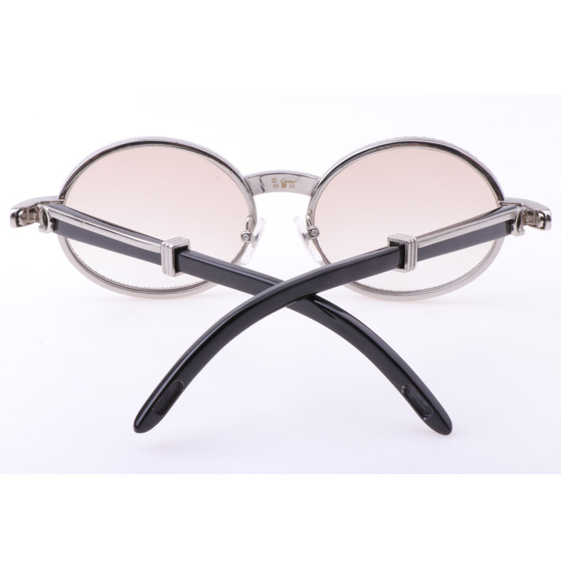 Cartier  7550178 55-22 New Full Diamond Black Buffalo Sunglasses In Silver Brown - EUR FASHION