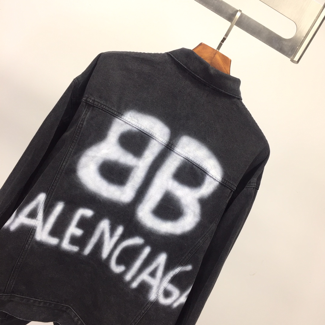  Balenciaga Spray Paint Logo Denim Jacket - EUR FASHION