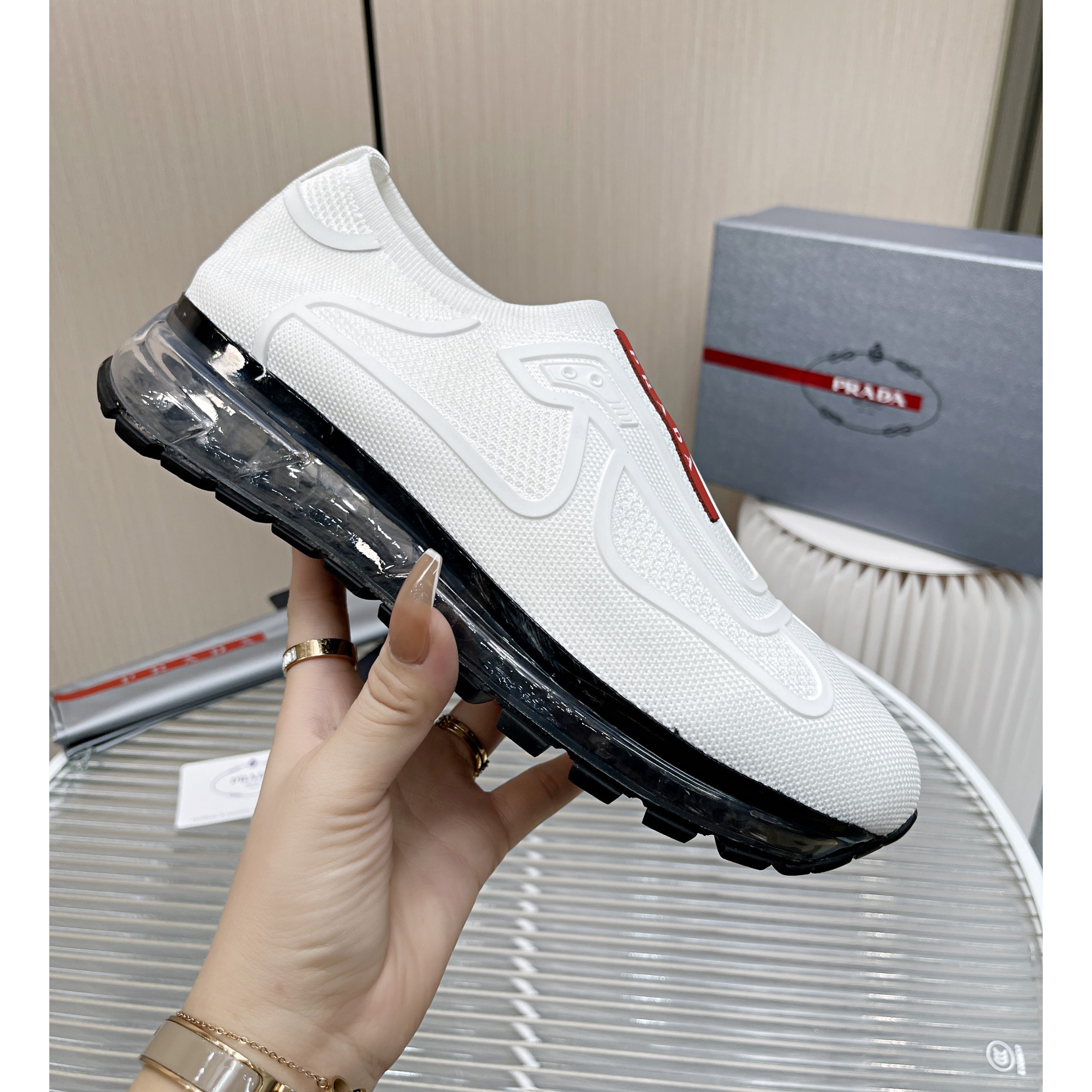 Prada Logo Sneakers In White - EUR FASHION
