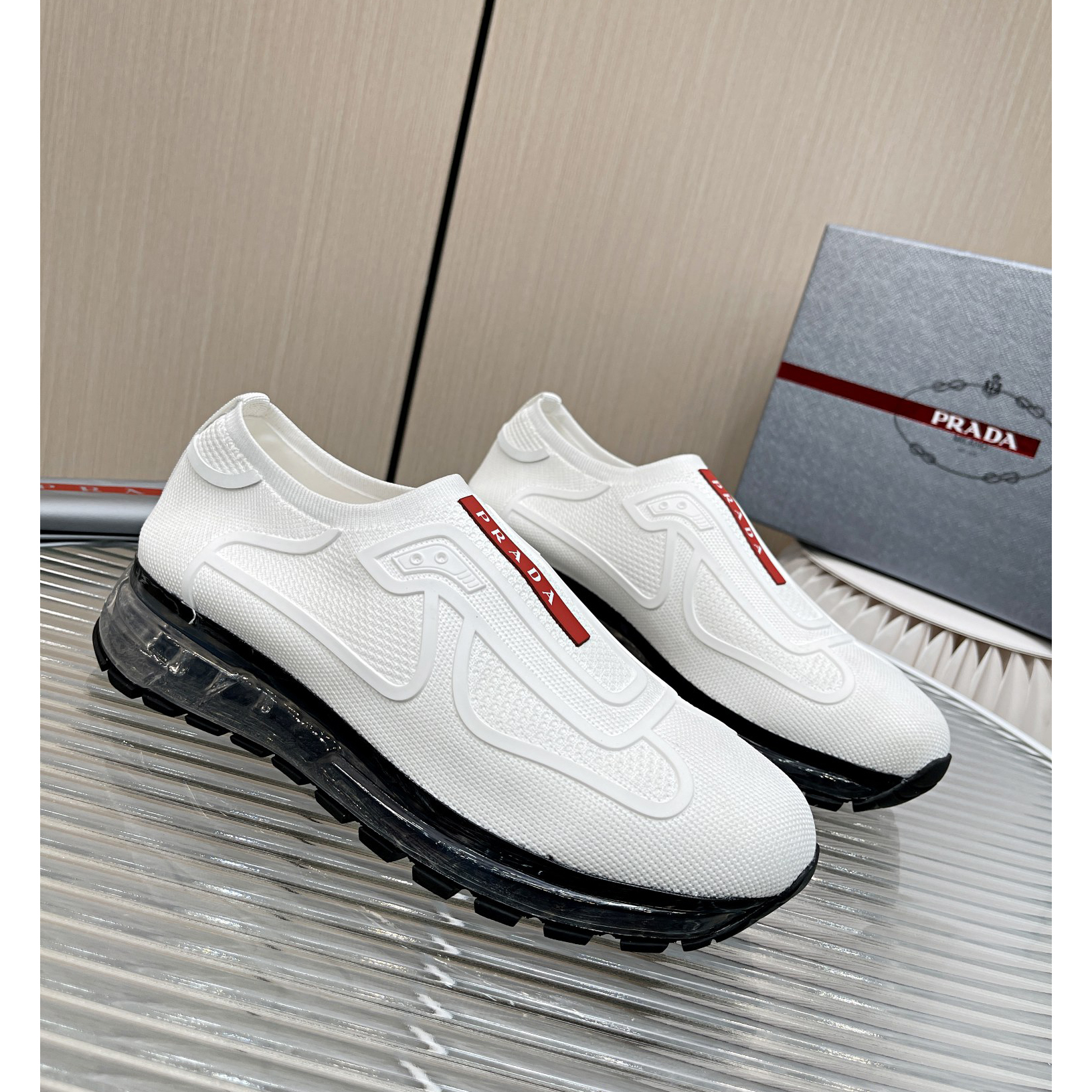 Prada Logo Sneakers In White - EUR FASHION