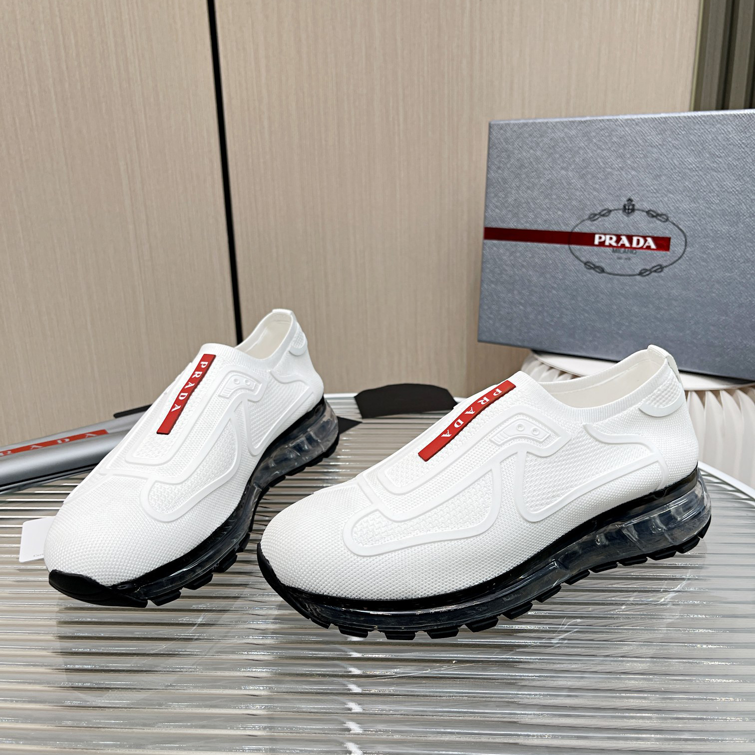Prada Logo Sneakers In White - EUR FASHION