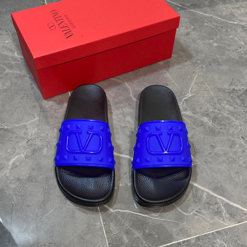 Valenti Garavani Summer V Logo Singature Sandal In Blue - EUR FASHION