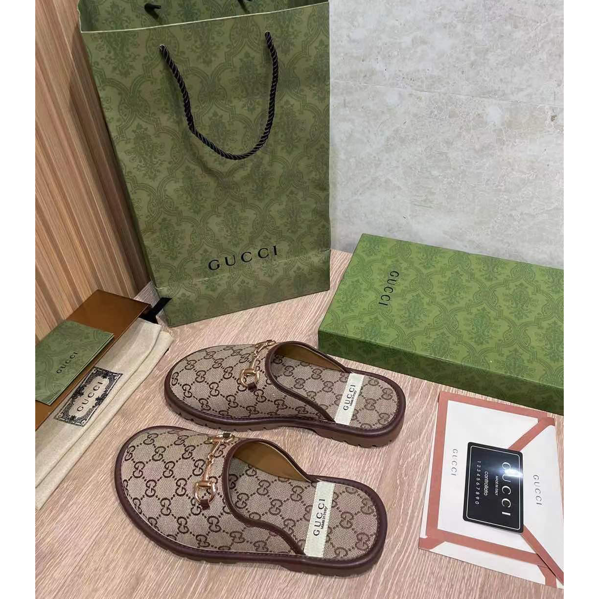 Gucci Beige & Brown GG Horsebit Slip-On Loafers - EUR FASHION